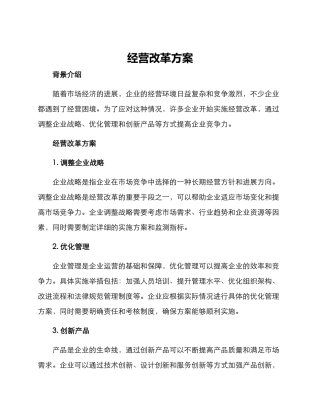 经营改革方案