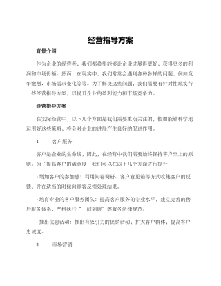 经营指导方案