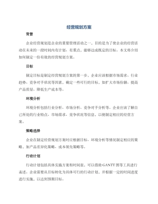 经营规划方案