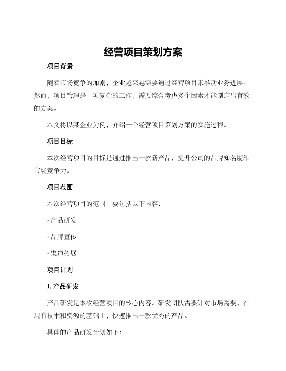 经营项目策划方案_第1页