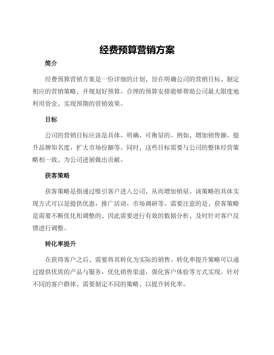 经费预算营销方案_第1页