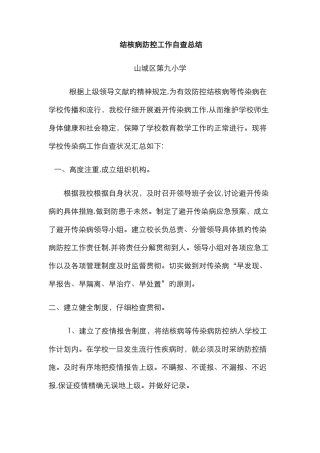 结核病防控工作自查总结