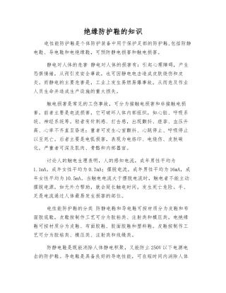 绝缘防护鞋的知识
