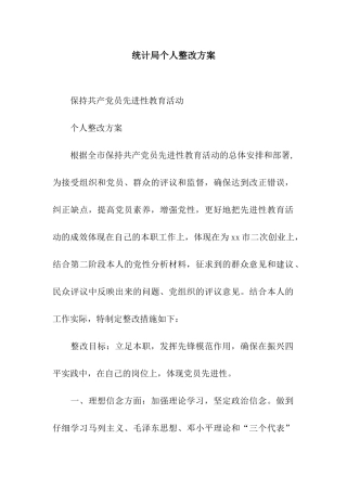 统计局个人整改方案