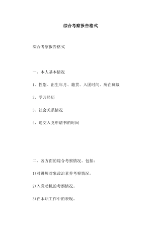 综合考察报告格式