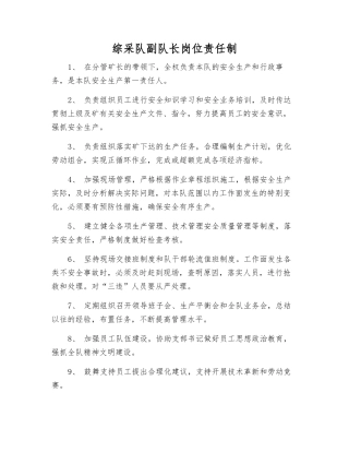 综采队副队长岗位责任制