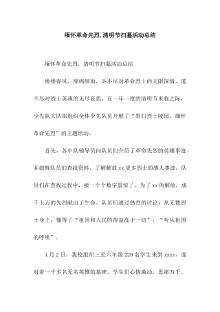 缅怀革命先烈-清明节扫墓活动总结