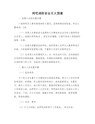 网吧消防安全灭火预案