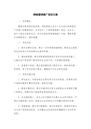 网络营销推广项目方案