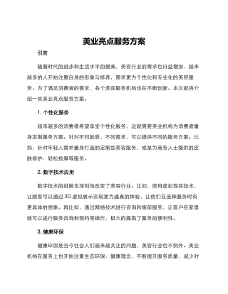 美业亮点服务方案