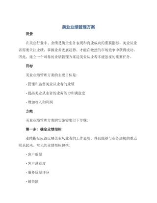 美业业绩管理方案