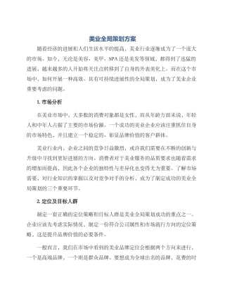 美业全局策划方案