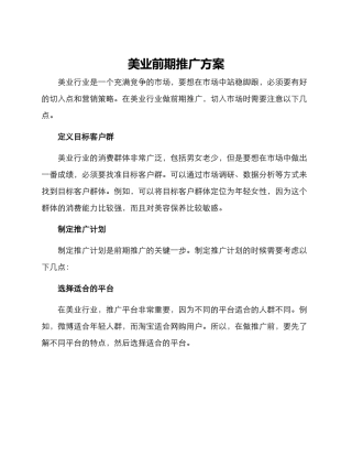 美业前期推广方案