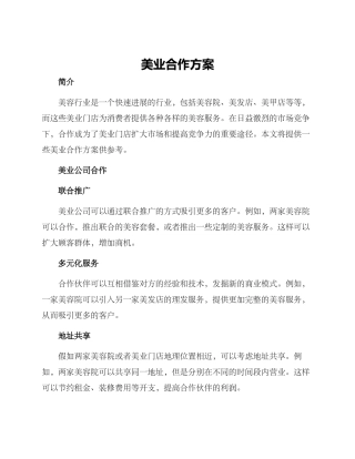 美业合作方案