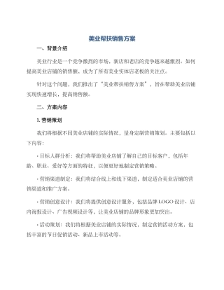 美业帮扶销售方案