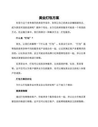 美业打包方案