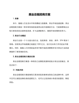 美业总裁招商方案