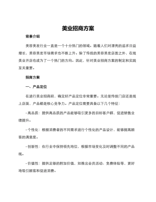 美业招商方案