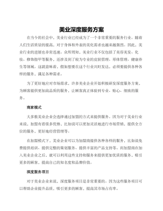 美业深度服务方案