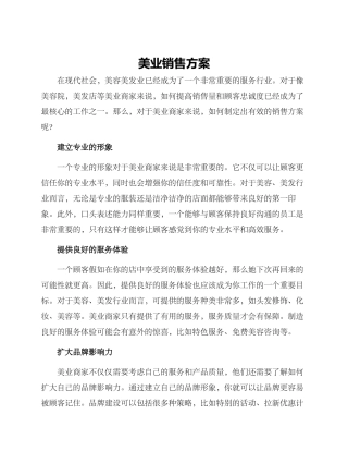 美业销售方案