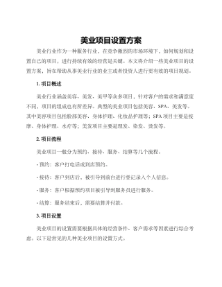 美业项目设置方案