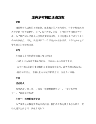美丽乡村捐助活动方案