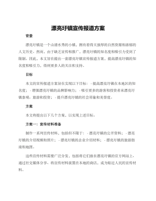美丽圩镇宣传报道方案