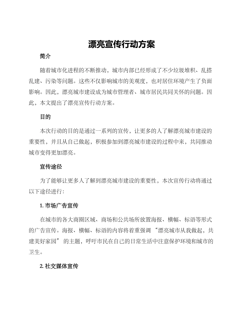 美丽宣传行动方案_第1页