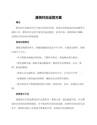 美丽村庄运营方案