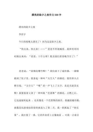 美丽的除夕之夜作文500字