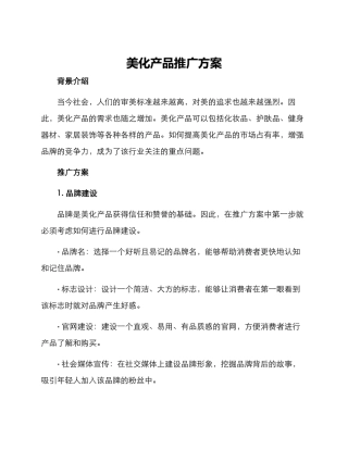 美化产品推广方案