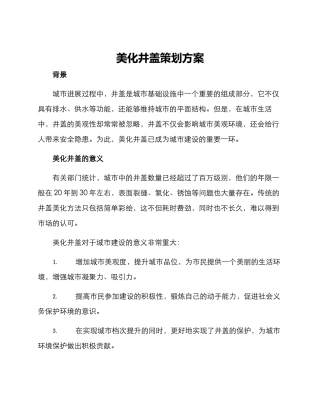 美化井盖策划方案