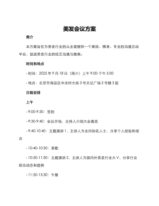 美发会议方案