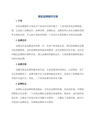 美发品牌制作方案