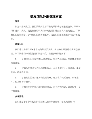 美发团队外出参观方案