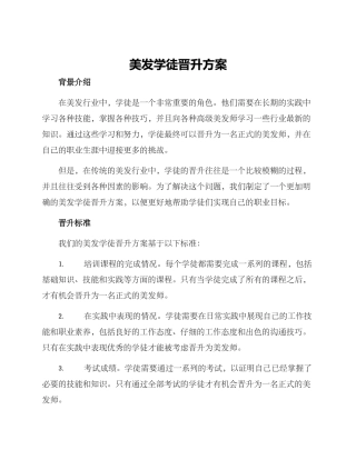 美发学徒晋升方案