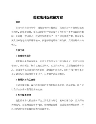 美发店升级营销方案