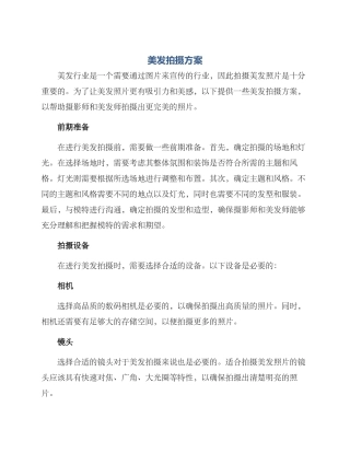 美发拍摄方案