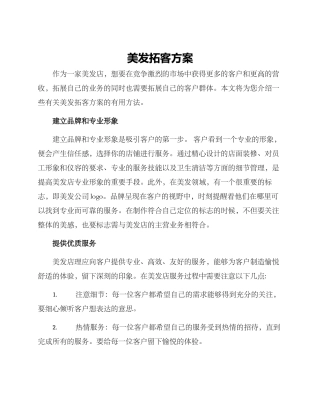 美发拓客方案