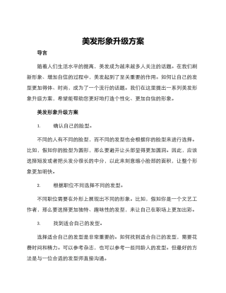 美发形象升级方案