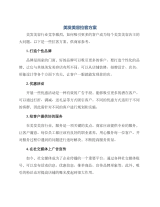 美发美容拉客方案