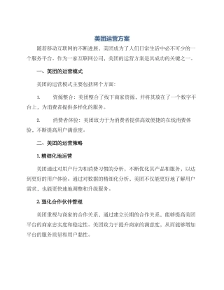美团运营方案