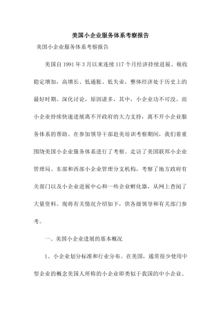 美国小企业服务体系考察报告