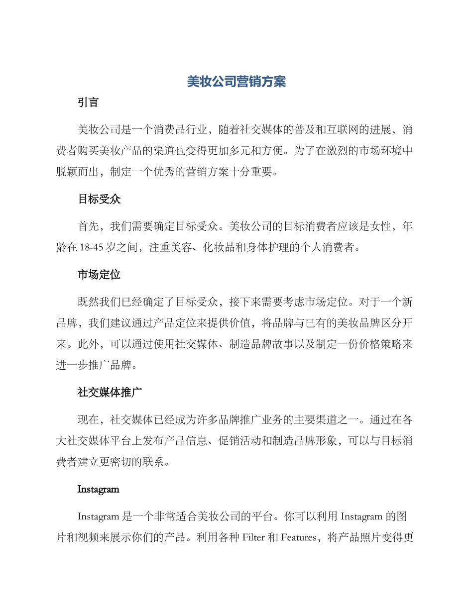 美妆公司营销方案_第1页