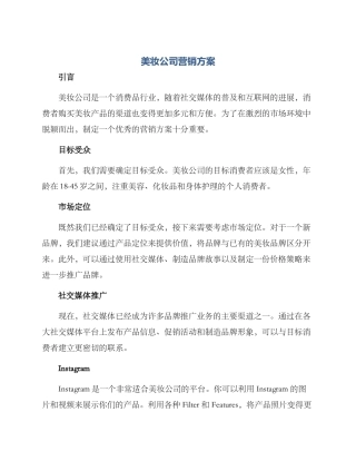 美妆公司营销方案