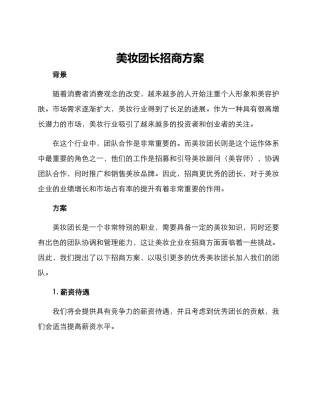美妆团长招商方案