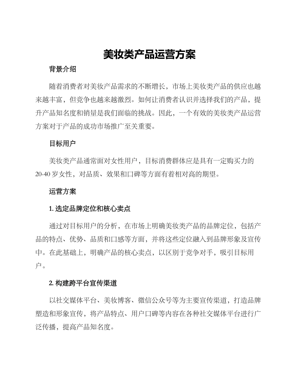 美妆类产品运营方案_第1页