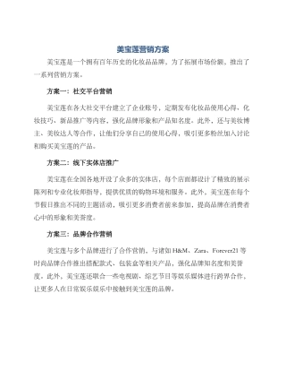 美宝莲营销方案