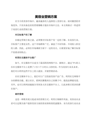 美容业营销方案