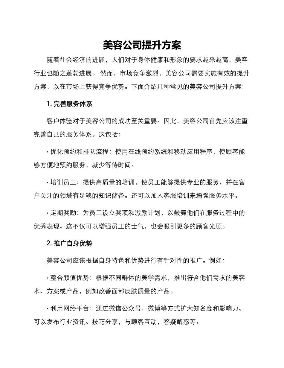 美容公司提升方案_第1页